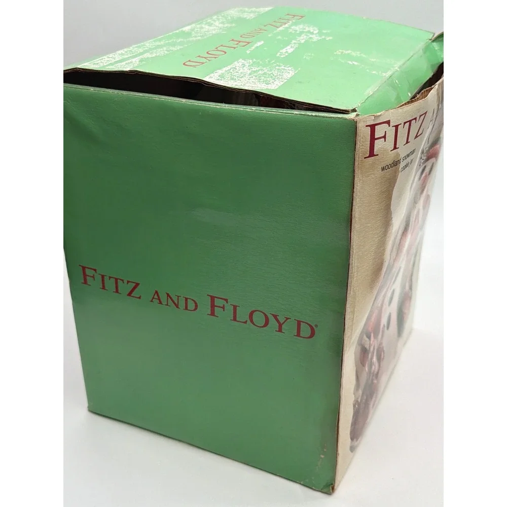 Fitz and Floyd Woodland Snowman Cookie Jar Christmas Ceramic with Box 2003
